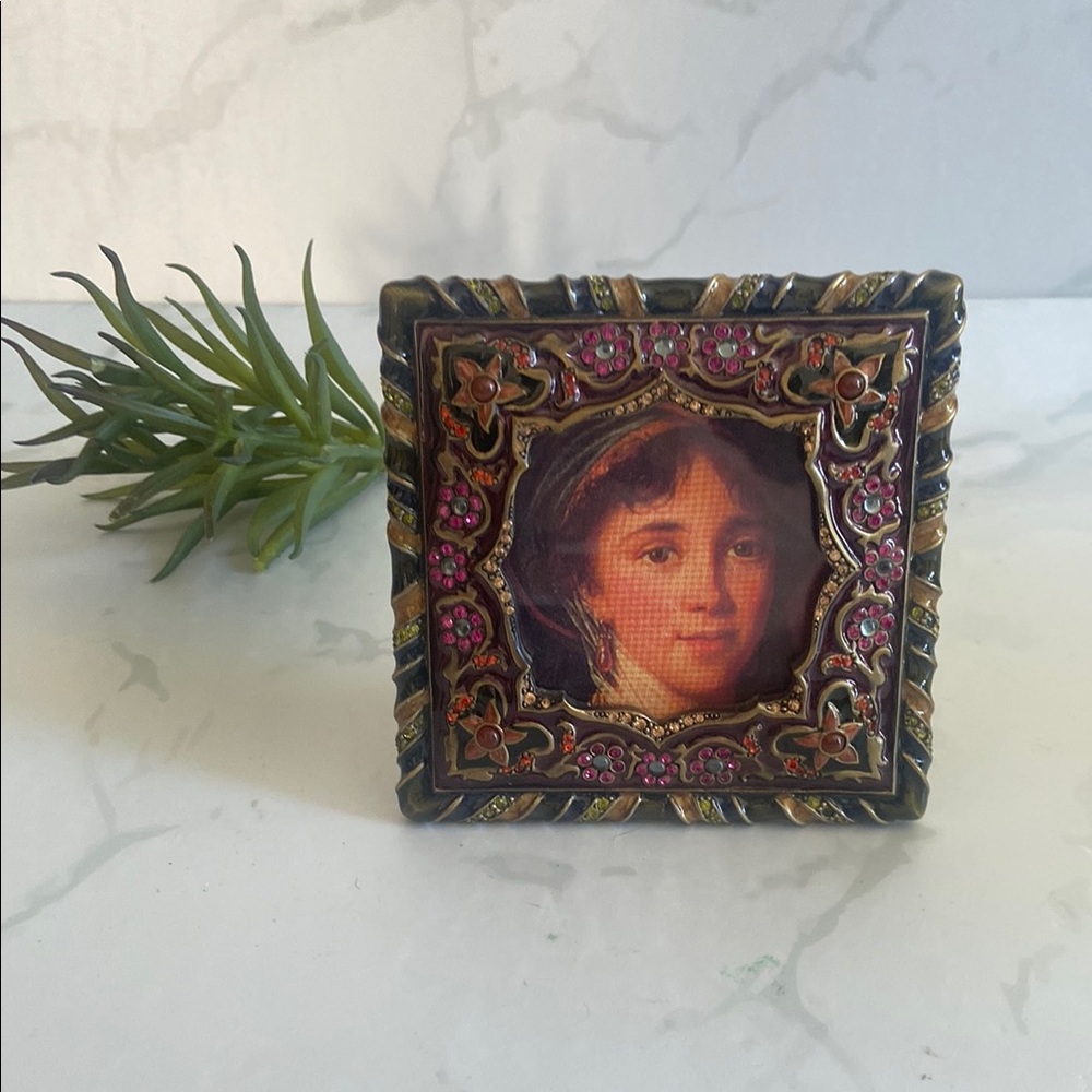 Jay Strongwater Designer Vintage Inspired Enameled Jeweled Decorative Frame
